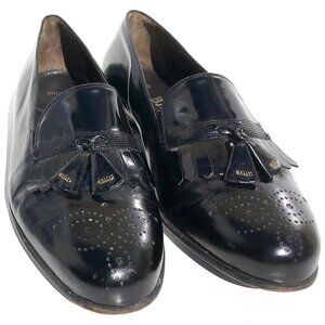 Bally Of Switzerland Men's Dress Shoes Size 7.5 F Tassel Loafers Black Leather
